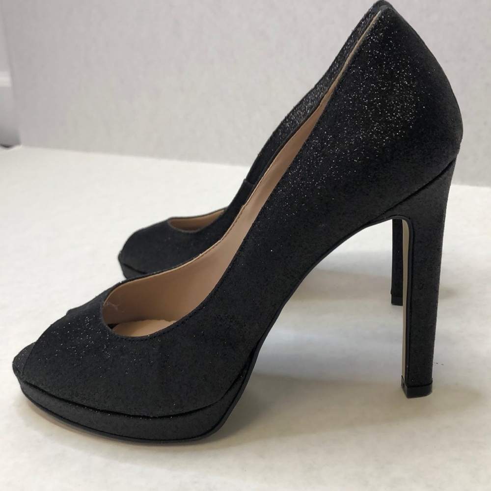 Sheen open-toe sparkly high heels